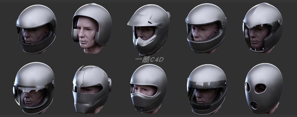 图片[3]-一酷C4D 头盔模型合集安全帽摩托车半盔摩托车头盔-cg男孩