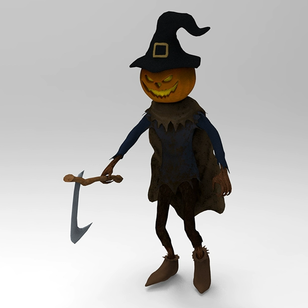 C4Dr万圣节道具FBX南瓜人STL巫师帽OBJ镰刀Blender素材三维3D模型-cg男孩