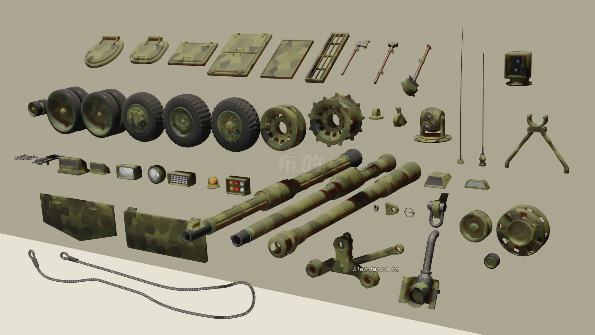 blender装甲车零件配件轮胎模型-群友分享，作者不清楚了，知道的留言