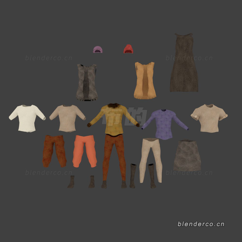 blender服装衣服帽子裤子鞋模型-群友分享-作者不清，知道的留言