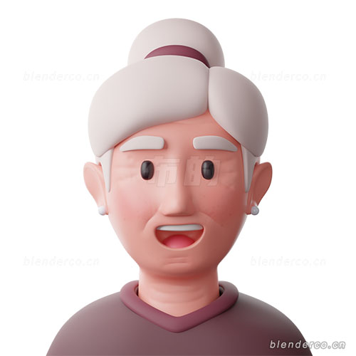 Blender卡通头像老奶奶动漫头像模型