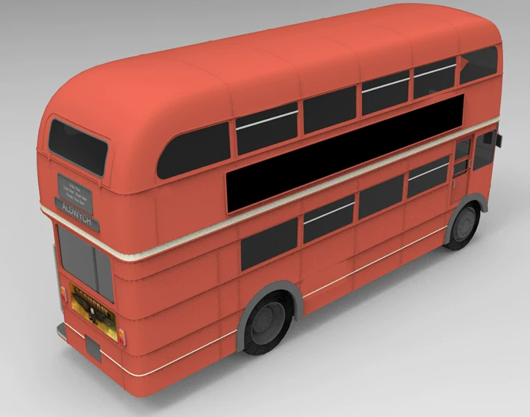 C4D FBX STL OBJ Blender双层大巴汽车巴士汽车交通公交车3D模型