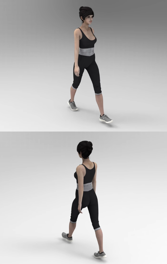 C4D走路动画人物FBX瑜伽服女孩带骨骼STL三维模型OBJ素材Blender-cg男孩