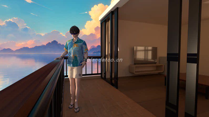 现代海景客厅场景模型