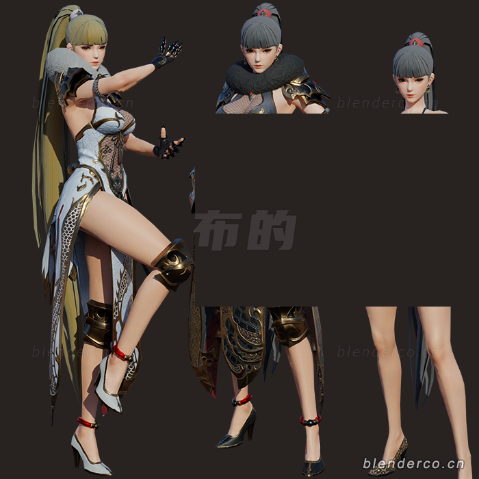 blender游戏角色模型美女战士