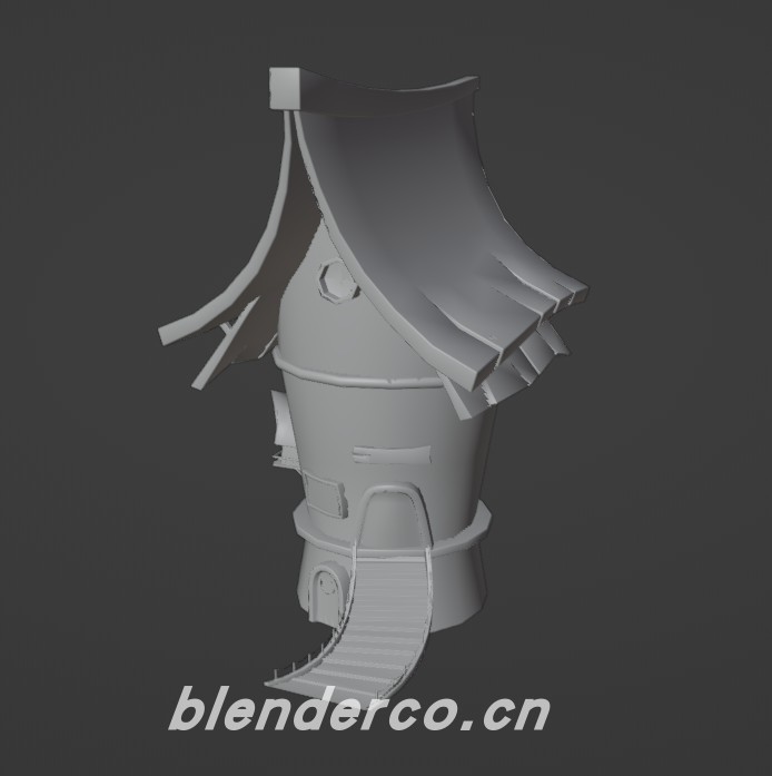 Blender卡通地面建筑3