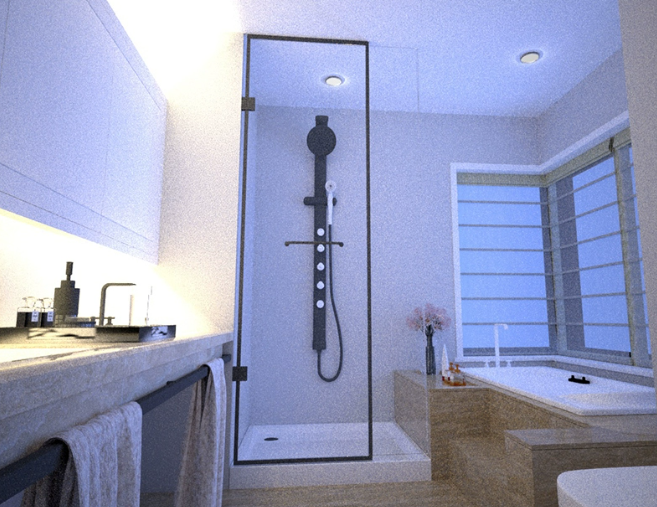 C4D现代浴室浴缸马桶洗漱台毛巾花洒沐浴露瓶子三维模型-cg男孩