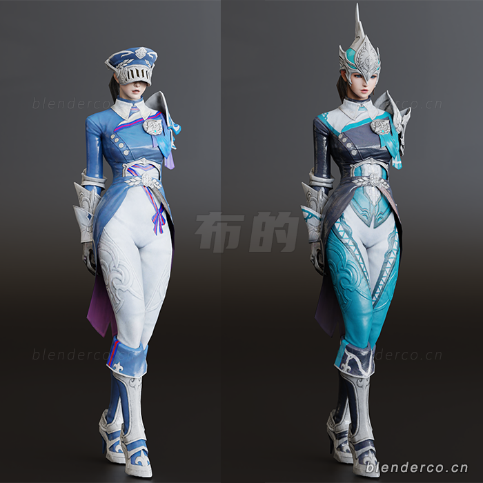 blender游戏角色模型美女战士