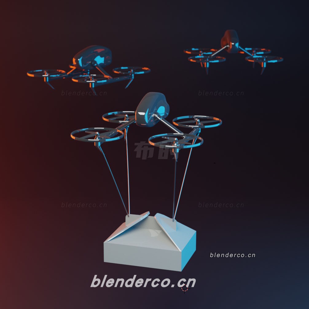 blender无人机送外卖模型-群友分享-作者不清楚了，知道的留言