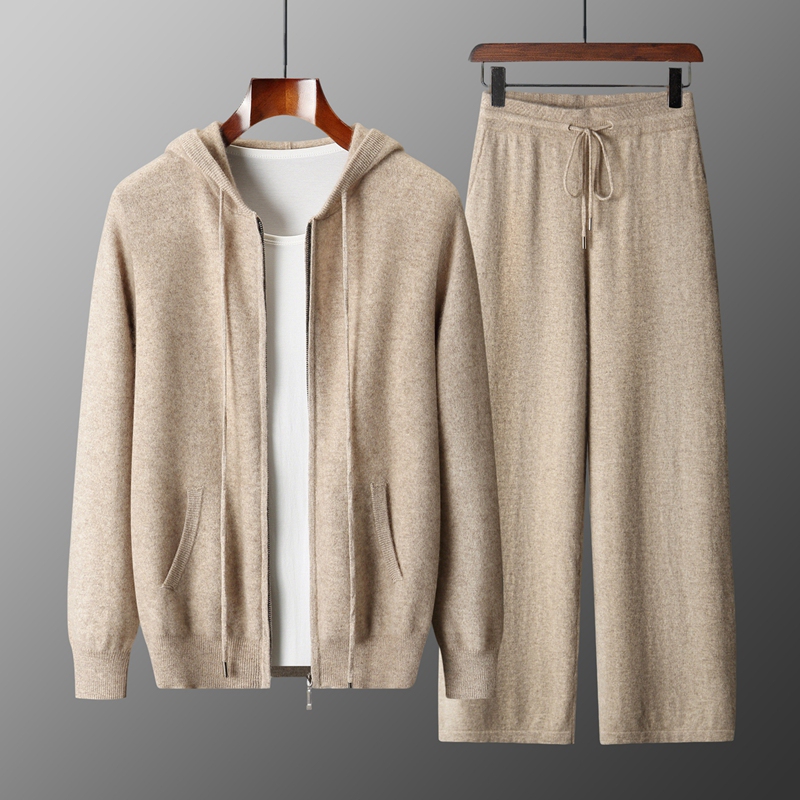 Spring and Autumn New Men's Casual Sports Suit Thin Sweater Pure Wool Jacket Knitted Hoodie Sweatshirt and Sweatpants Spring and Autumn New Men's Casual Sports Suit Thin Sweater Pure Wool Jacket Knitted Hoodie Sweatshirt and Sweatpants