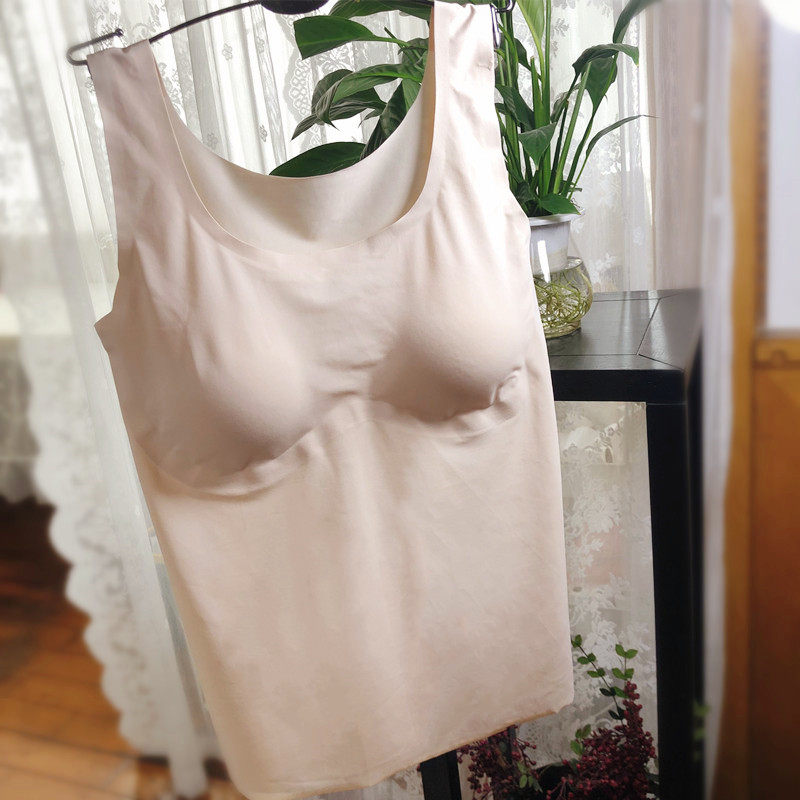 Japan No marks Padded Chest Cushion Vest Brief Pure color No steel ring bra comfort slim fit No sleeves Sleeveless Blouse Underwear