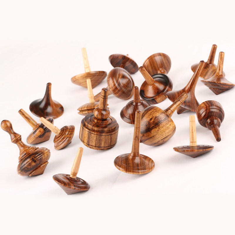 Creative Handmade Spinning Top Wooden Children's Toy Adult Office Decompression Desktop Gift Ornament Traditional Nostalgia