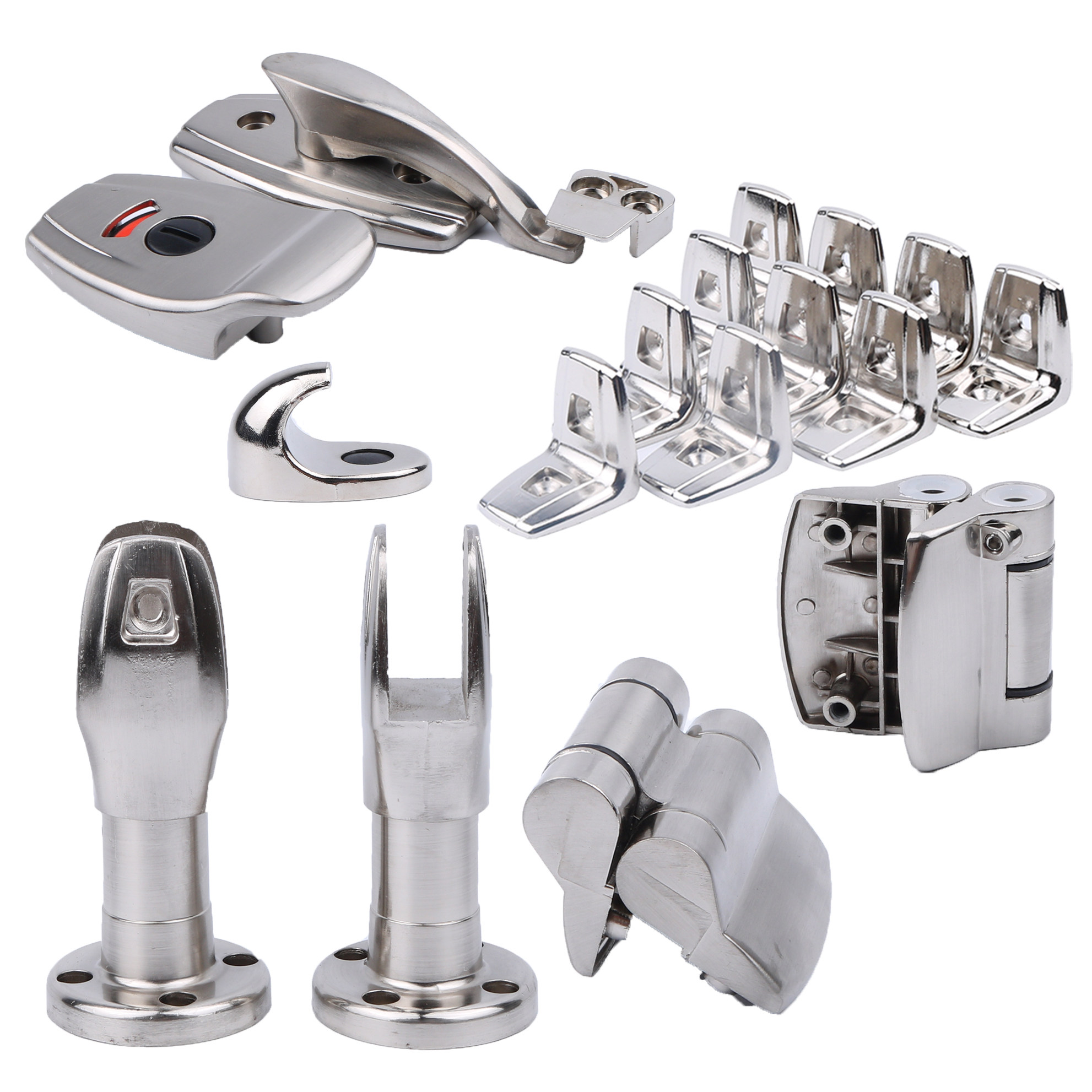 Toilet Partition Five Gold Accessories Zinc Alloy Thickened Bathroom Toilet Door Lock Support Frame Hinge Hinge Coat Hook-Taobao