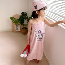 Childrens baby bath skirt absorbent Cape bath towel shower cap super soft quick dry cute cartoon bathrobe women do not shed hair