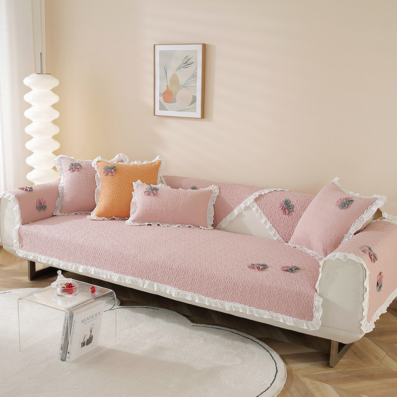 Full Cotton Sofa Cushion All Season Day Universal Minima Modern Lace Non-slip Cloth Art Cushion Pure Cotton Combined Sofa Cover