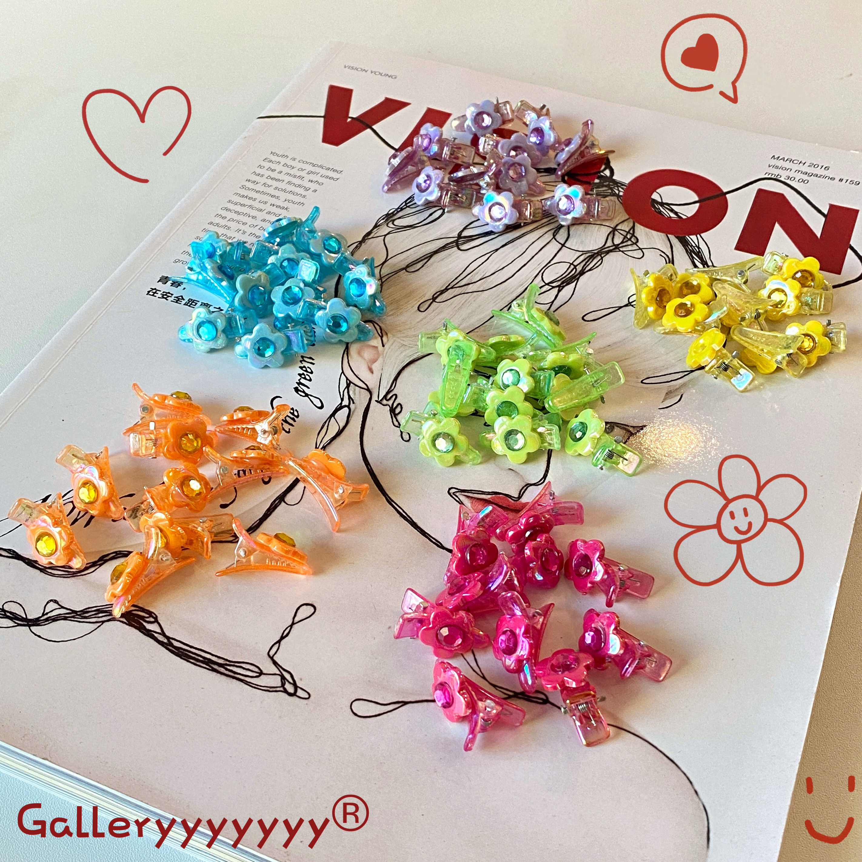 Gallery千禧y2k辣妹迷你鸭嘴夹少女刘海夹子侧边小花发夹小发卡女评价- 淘宝网