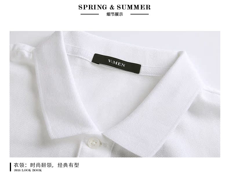 VMEN Weiman Thanh niên trắng POLO Áo sơ mi nam ngắn tay Cotton Slim Lapel Áo thun hè 620224420 áo polo có cổ