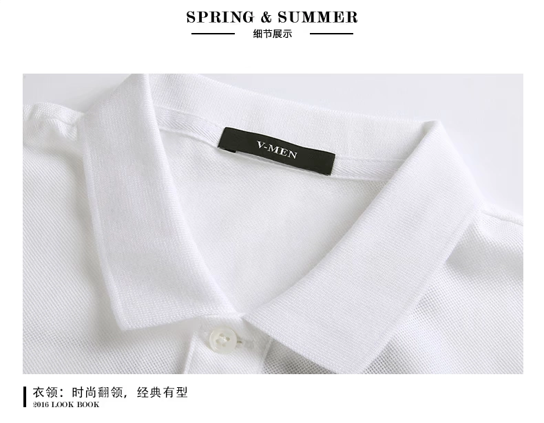 VMEN Weiman Thanh niên trắng POLO Áo sơ mi nam ngắn tay Cotton Slim Lapel Áo thun hè 620224420 áo cộc tay nam