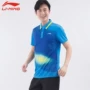 Li Ning ngắn tay cầu lông bóng bàn mới áo thun nam ngắn tay áo ve áo mùa hè nam Polo áo - Áo polo thể thao áo thun polo nữ