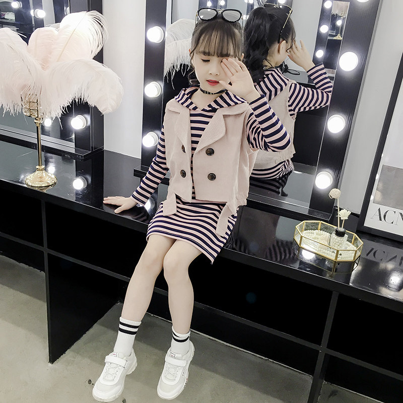 4 girls dress autumn 12 elementary school 10 two piece suit 9 girls 6 yang 5 spring 8 years 7 children 13