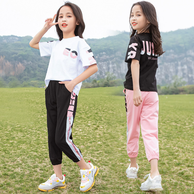 14 Girls Suit Summer Clothes Elementary School Kids 8 CUHK Children 13 Tide Casual Overbearing 2020 10 Summer 9 clothes 12 years old