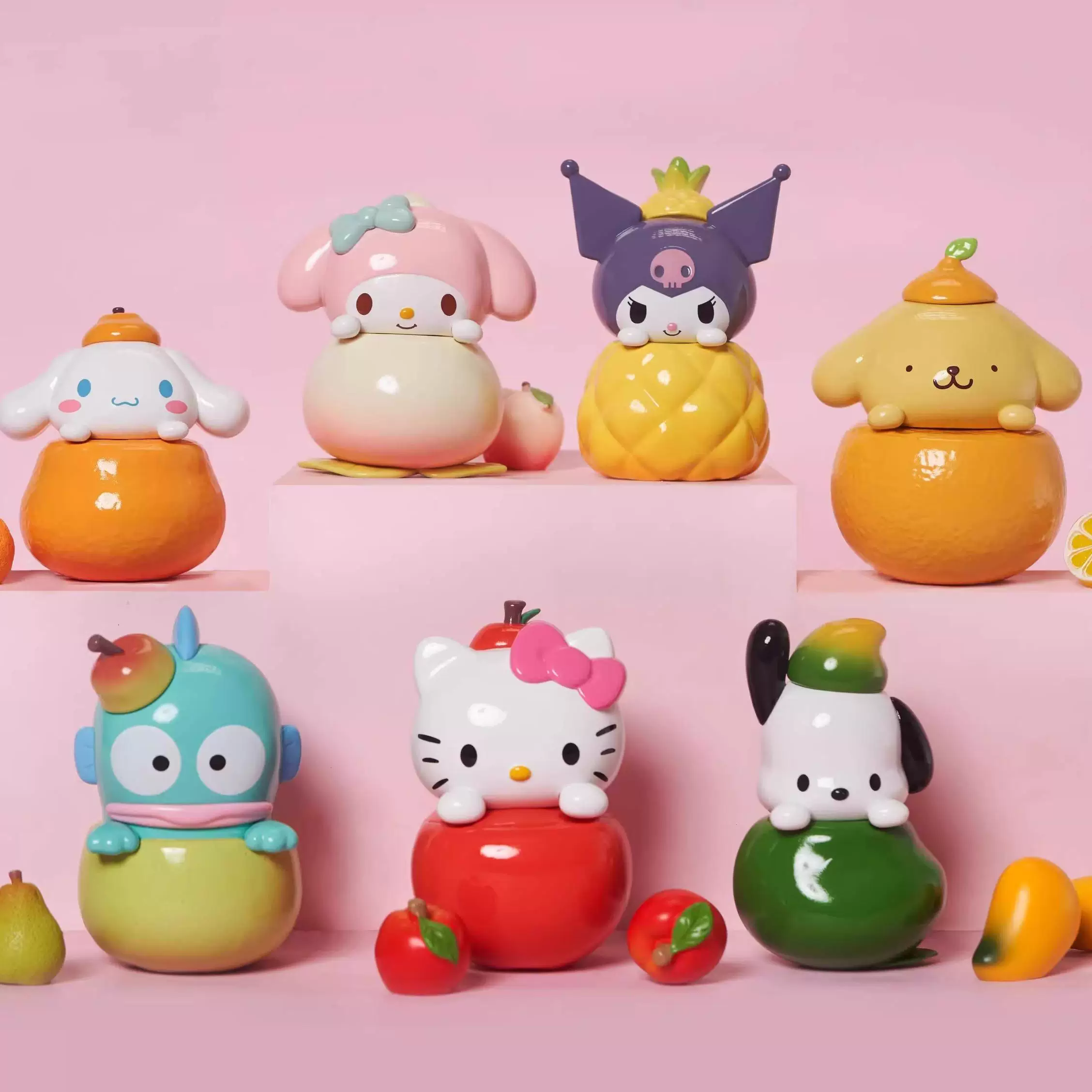 JAKA Санрио Фруктовый сэндвич Фигура Coolomi Melody Cinnamon Dog Hello Kitty Pacha Dog Модная игрушка