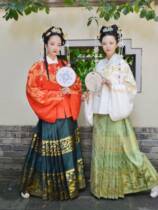 Jiu Ruming gold embroidered crane square collar short jacket lion gold pleated horse skirt trapezoid nationality