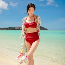 smallholiday swimsuit women split bikini small chest thickened gathering rigid support sexy thin hot spring swimsuit