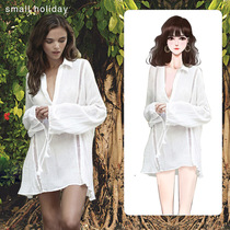 Seaside Holiday Beach Dress Hollowed-out Hook Jersey Bikini Hood Swimsuit Outside of the Hood Clown Cloak