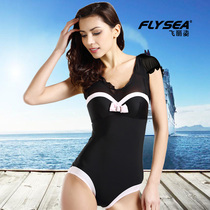 flysea thickened small breasts gather sexy one-piece swimsuit female Conservative belly slim body slim hot spring swimsuit