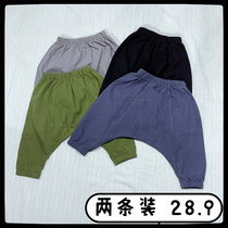 Baby thin section mosquito repellent cotton linen summer male and female child loose large pp lamp cage pants baby pants baby pants