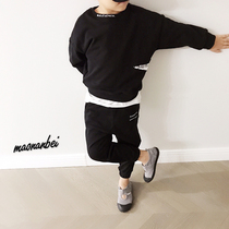 Boy necropolis for spring and autumn holidays Two 2021 Fall new Yangqi Korean version Chaotong pure cotton long sleeve Childrens suit