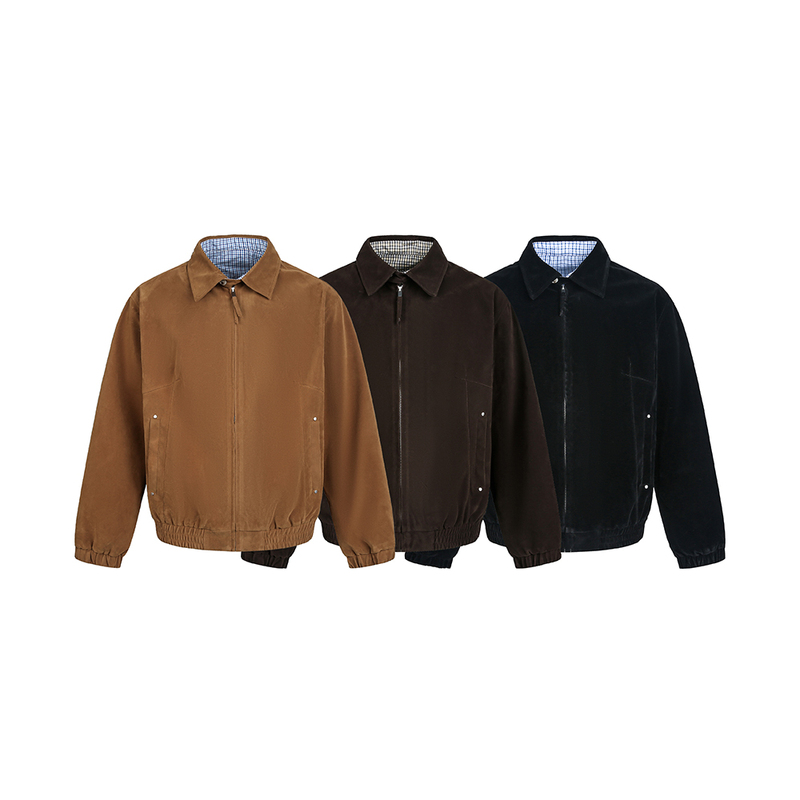 Catteeius American Barn Style Lapel Harrington Jacket Unisex Short Versatile Clean Minimalist Coat Catteeius American Barn Style Lapel Harrington Jacket Unisex Short Versatile Clean Minimalist Coat