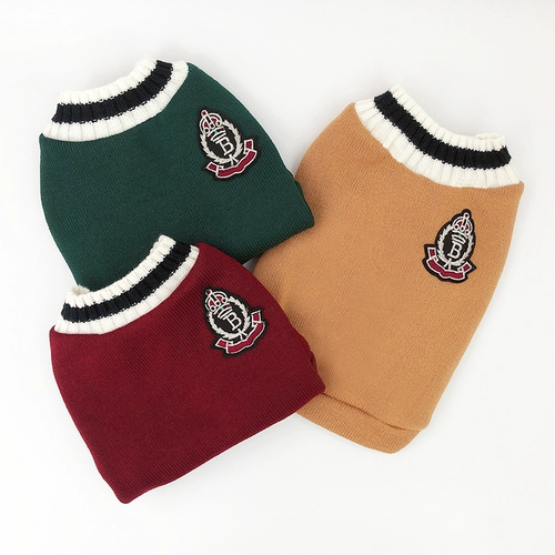 Собаки и кошки в стиле колледжа плюс бархатный жилет Тедди Бишон Медведь Корги Акита собака домашнее животное осень и зимняя вязаная теплое одежда