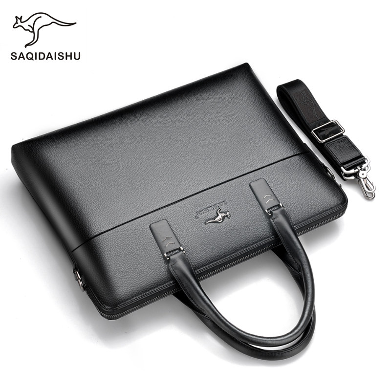 Saatchi kangaroo men's handbag hand holding casual briefcase men's business bag horizontal shoulder bag soft leather bag men's bag