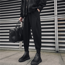 Summer Tide Card Ins Slim Fit Kharen Pants Men Loose Big Code Bunches Foot Fix Ice Silk Pants Man Trend Little Western Pants