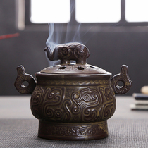 Pan incense burner ceramic antique pan incense line stove household tea ceremony incense burner room incense lavender Ji Xiangding