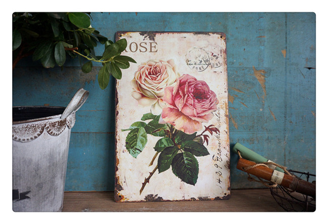 4 FOREIGN TRADE GARDEN HOME GROCERIES IRON SHEET FOR OLD DECORATION PAINTING AMERICAN COUNTRYSIDE GARDEN PRINTS