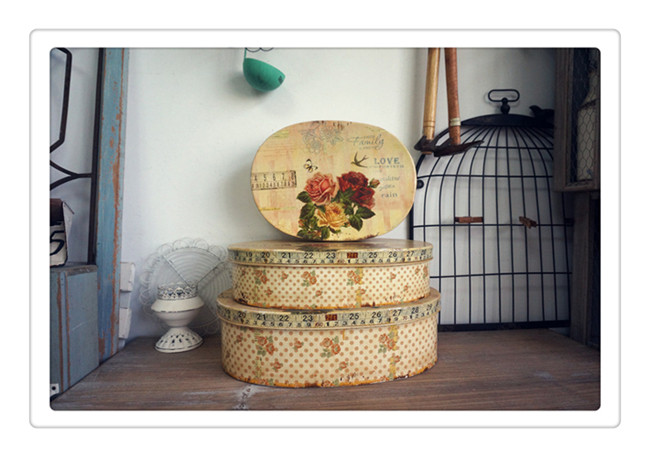 Foreign trade export orphan garden groceries Iron oval storage box Desktop storage Sewing box