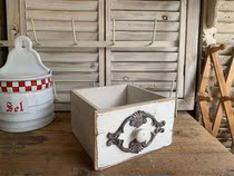 Foreign trade exports isolated household groceries wooden made old small flower pot collection box