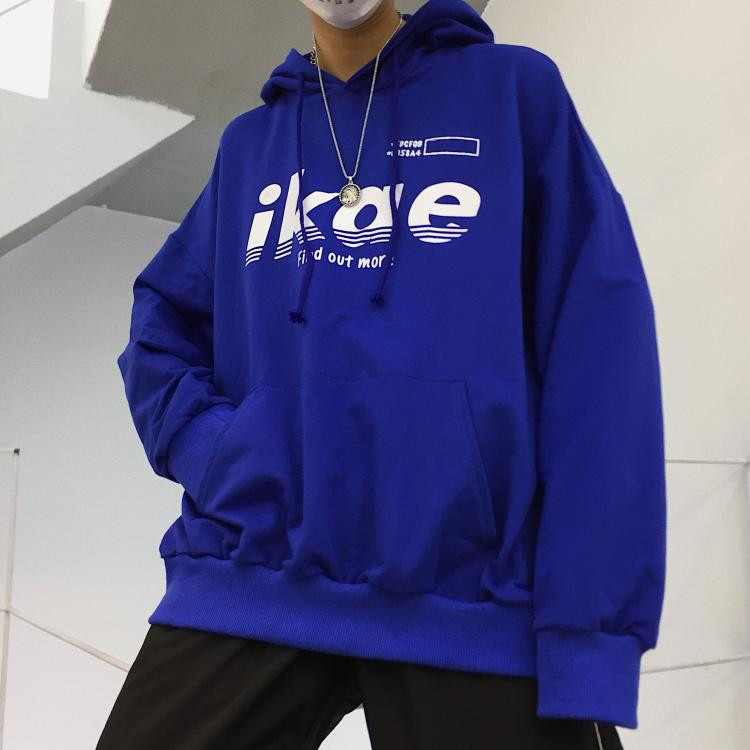 Hãng phim Hàn Quốc. Thư retro Hàn Quốc in áo len mỏng trùm đầu hoang dã dài tay 18AW mẫu nam và nữ áo hoodie dây kéo