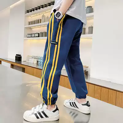 Boys spring and autumn sports pants children's suit pants 2021 new middle and large children's autumn casual pants children's health pants tide