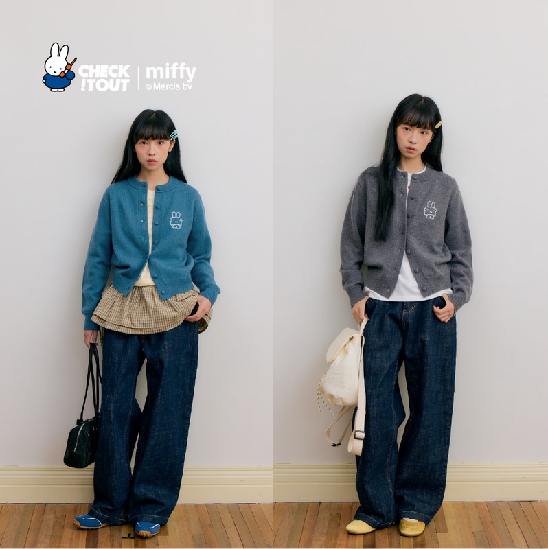 Checkitout Miffy Collaboration Authentic Cloud Cardigan Sweater Top Autumn and Winter Vintage Vibe Autumn and Winter