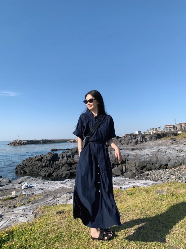 Xiaojunjun Britney Billfield Weekend Lem* Style Haute Couture Tailored Lotus Leaf Collar Loose Lazy Dress