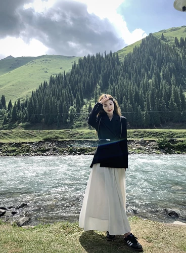 小君君布兰妮 Шерстяная весенняя длинная юбка, средней длины, А-силуэт
