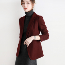 GOLUERJI Day Faculty Light Extravagant Red Western Suit Jacket Woman Autumn Winter New Commute Temperament Manmade Wool Suit