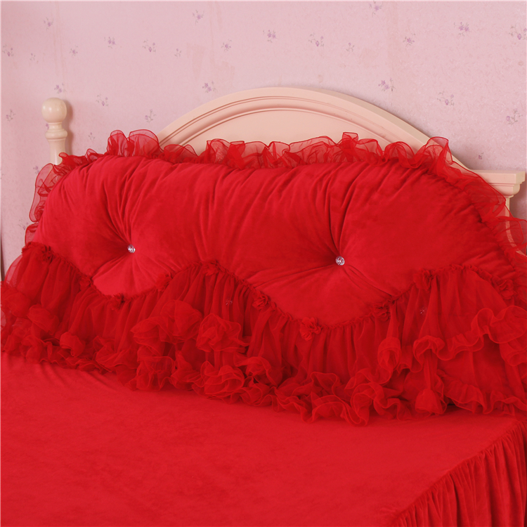 Hàn Quốc lông cừu tựa lưng đệm giường ren tím flannel đôi gối tựa lưng giường tựa lưng - Trở lại đệm / Bolsters mền gối 2 trong 1