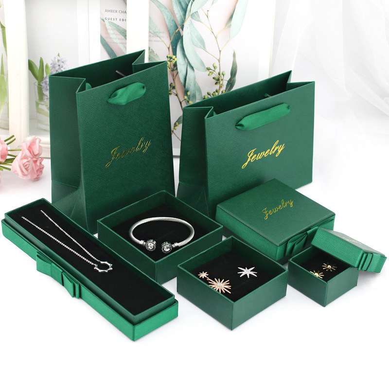 Creative bow dark green jewelry box ring necklace bracelet box jewelry storage box gift packaging handbag