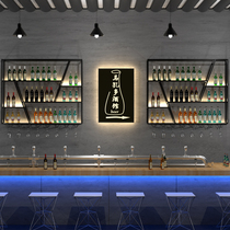 Bar wine rack wall hanging wine cabinet restaurant wall rack wrought iron creative wine cabinet wall hanging decoration bar wine rack