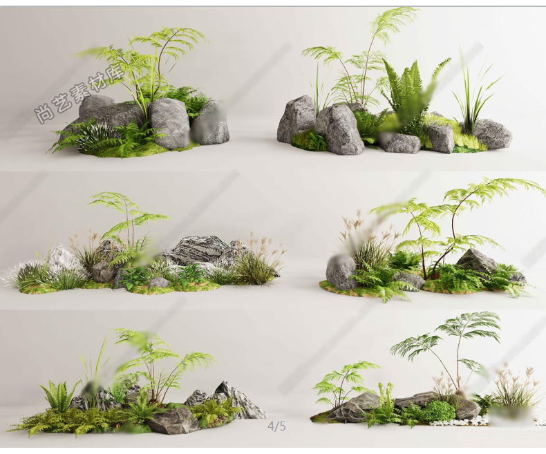 图片[5]-现代植物组合植物堆SU模型园林景观树乔木灌木地被花卉SU草图大师-cg男孩